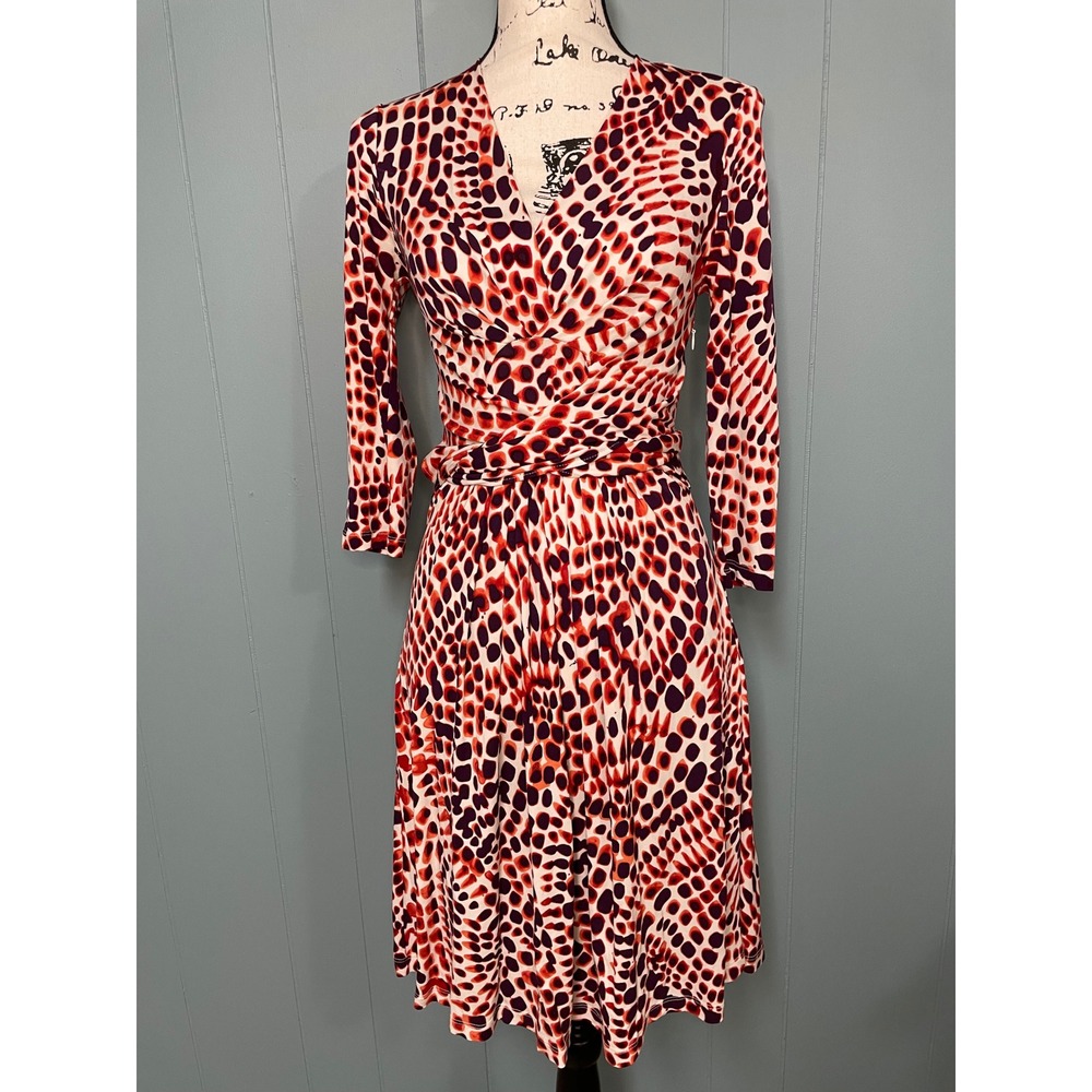 Banana Republic Issa London Dress Women PXS Orange Purple Faux Wrap Excellent